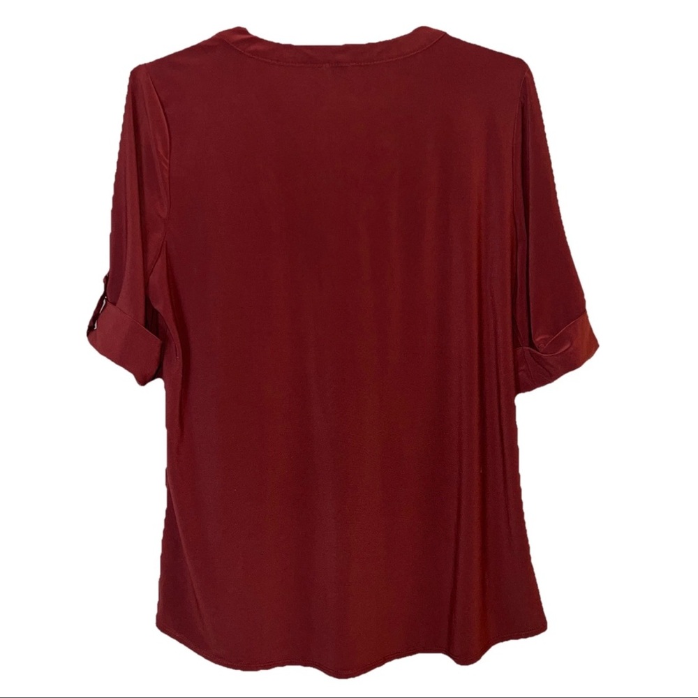 Anne Klein Rust Roll Tab Sleeve Blouse Size M Career Work Top - Picture 2 of 7